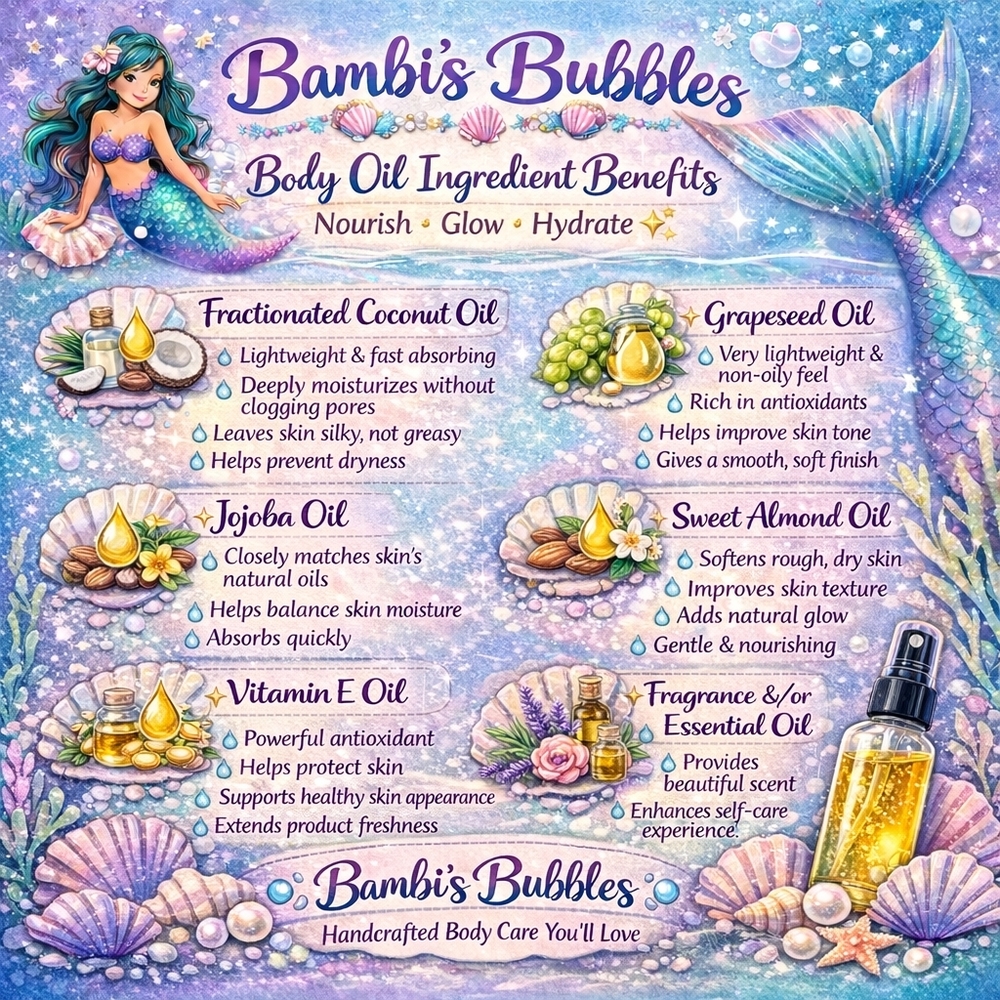New! Bambis Bubbles Body Oil 2oz Assorted Scents - Picture 2 of 12